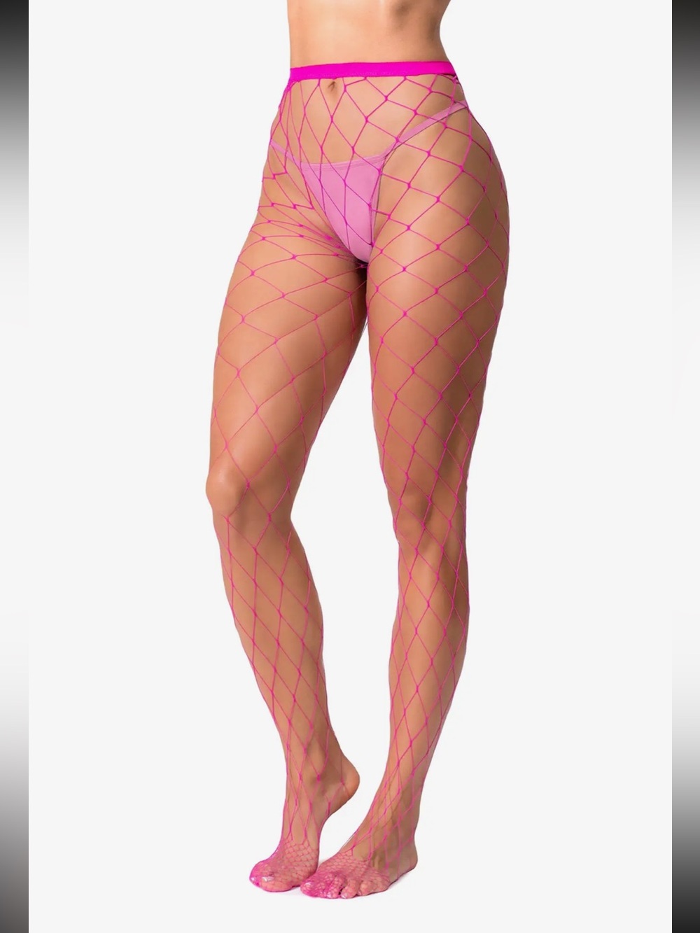 NWT Fishnet Full Length Stockings | Pink | One Size